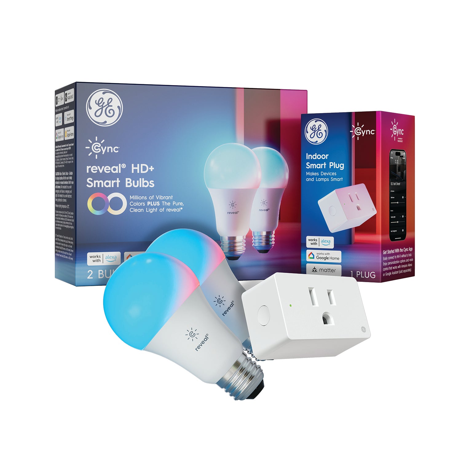 GE Cync Reveal 2-pk + Indoor Smart Plug Bundle